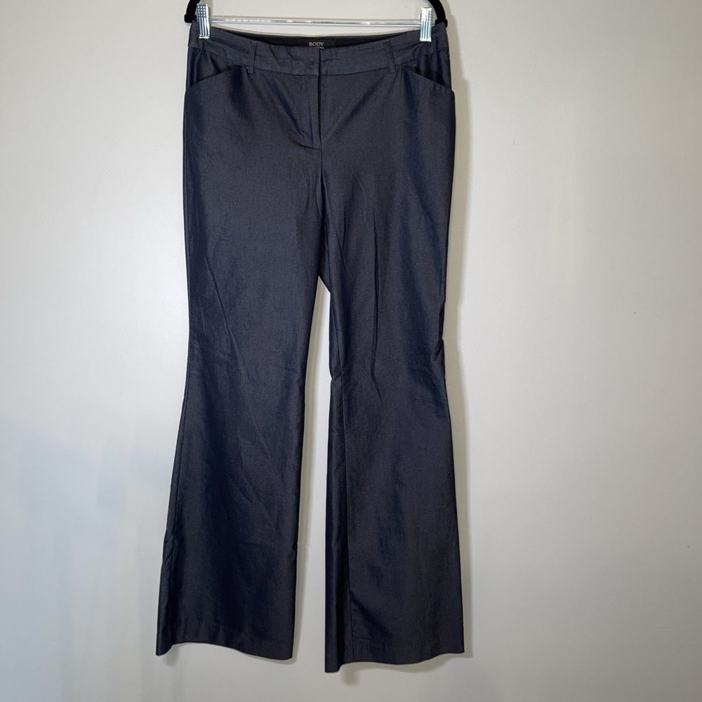 Body By Victoria Denim Blue The Christie Fit Dress Pants Womens Size 10 Wide Leg